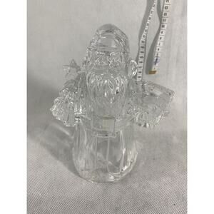glass santa candle holder